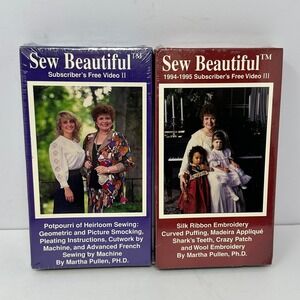 Sew Beautiful Martha Pullen Heirloom Sewing Embroidery VHS Video II III Set New
